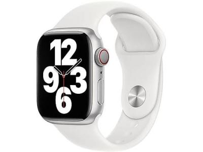 Refurbished Apple Watch serie 10 46mm. Silver met witte sportband. Lichte gebruikssporen.