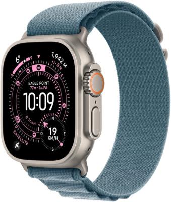 Nieuwe Apple Watch ULTRA 3 49mm + cellular. Naturel (TITANIUM). Met Light Blue Alpine Loop. Nieuw, geopende doos.