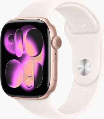 Nieuwe Apple Watch serie 11 42mm Rose Gold aluminium Blush Roze sportband. Nieuw, sesealde doos.