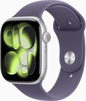 Nieuwe Apple Watch 11 - Wifi - 42mm - Zilverkleurig Aluminium Case with Purple Fog Sport. Nieuw, gesealde doos.