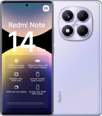 Refurbished Xiaomi Redmi Note 14 Pro - 8GB/256GB - Aurora Paars - Lichte gebruikssporen.