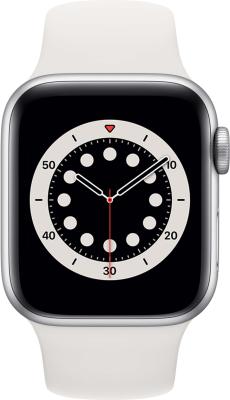 Refurbished Apple Watch serie 6 40mm. Zilver aluminium witte sportband. Duidelijke Gebruikssporen.