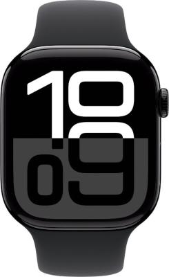 Refurbished Apple Watch serie 10 46mm + Cellular Zwart aluminium Zwarte sportband. Nieuwstaat.