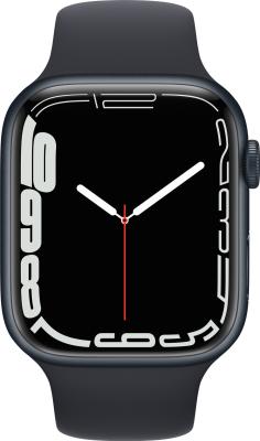 Refurbished Apple Watch serie 7 45mm. Zwart. zwarte sportband. Lichte gebruikssporen.