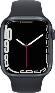 Refurbished Apple Watch serie 7 45mm. Zwart. Lichte gebruikssporen met zwarte sportband.