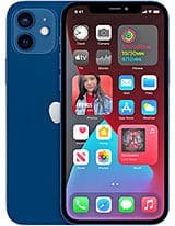 IPhone 13 in helder blauw met gelukkige gebruiker, accessoires en schermbescherming.