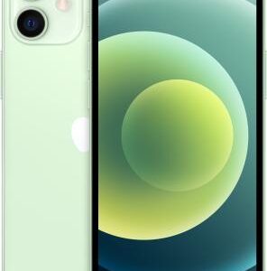 Nieuwe iPhone 12 in groen met scherm aan en dual-camera, gerepareerd bij MobileFixit.