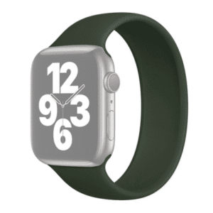 Apple Watch met brede wijzerplaat en zwarte band, hersteld door MobileFixit.