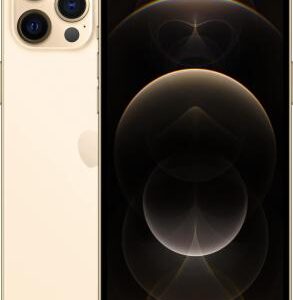 Dunne witte iPhone 13 Pro met zwarte schermweergave en drie camera's, gelegen op een donkere achtergrond.