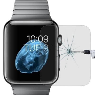 Knopje met gebarsten scherm van een smartwatch met glasbreukreparatie door MobileFixit, expert in professionele scherm-reparaties voor al uw mobiele apparaten.